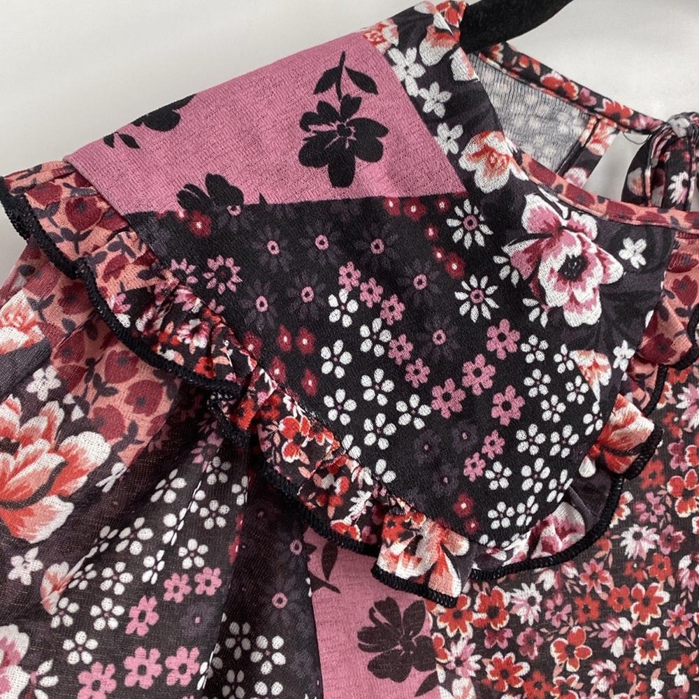 ASOS Miss Selfridge Floral Patchwork Smock Midid Dress Peter Pan Collar Size 2 - Picture 8 of 13